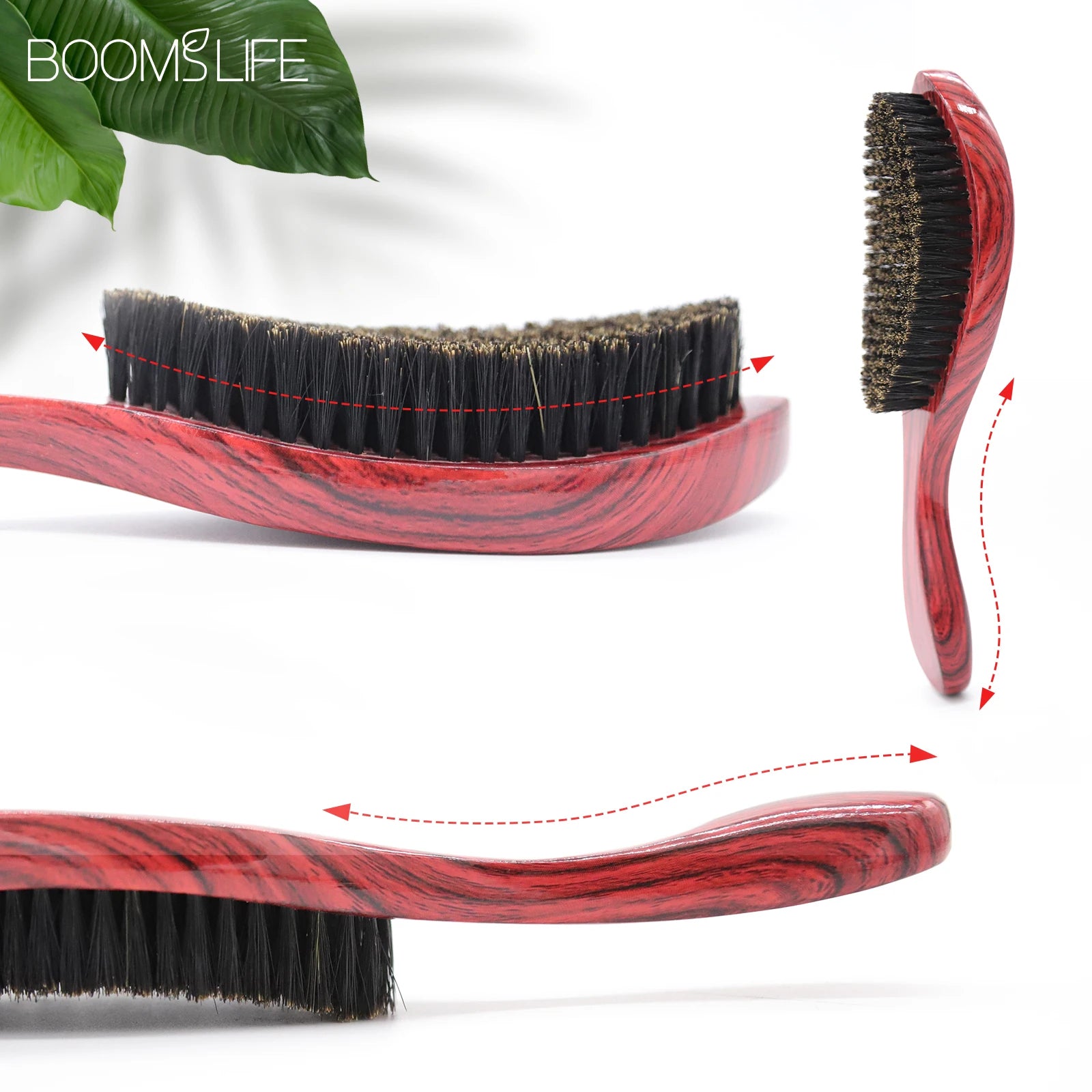 Cepillo Barba 360 Wave Brush For Men Beard Brush Medium Soft Boar bristle Wood Brush Beard Curve Palm Wave Brush Wood Beard Comb Zpaxo