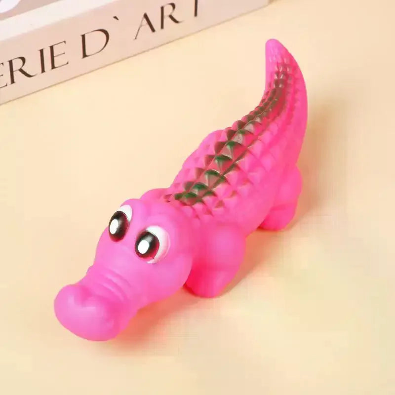 Interactive Games Squeaky Rubber Crocodile Dog Toy Durable Chew Play Zpaxo