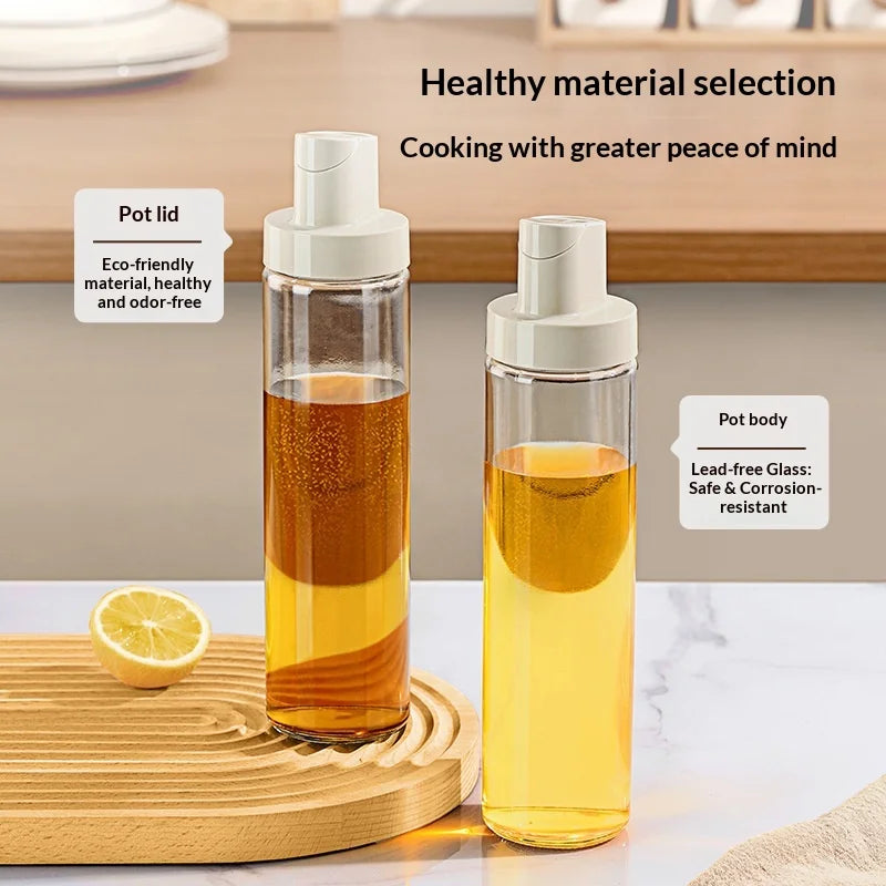 Oil Pot Kitchen Soy Sauce Vinegar Seasoning Bottle Set, No Oil Hanging, Leak Proof Glass Oil Tank, Automatic Opening and Closing Zpaxo