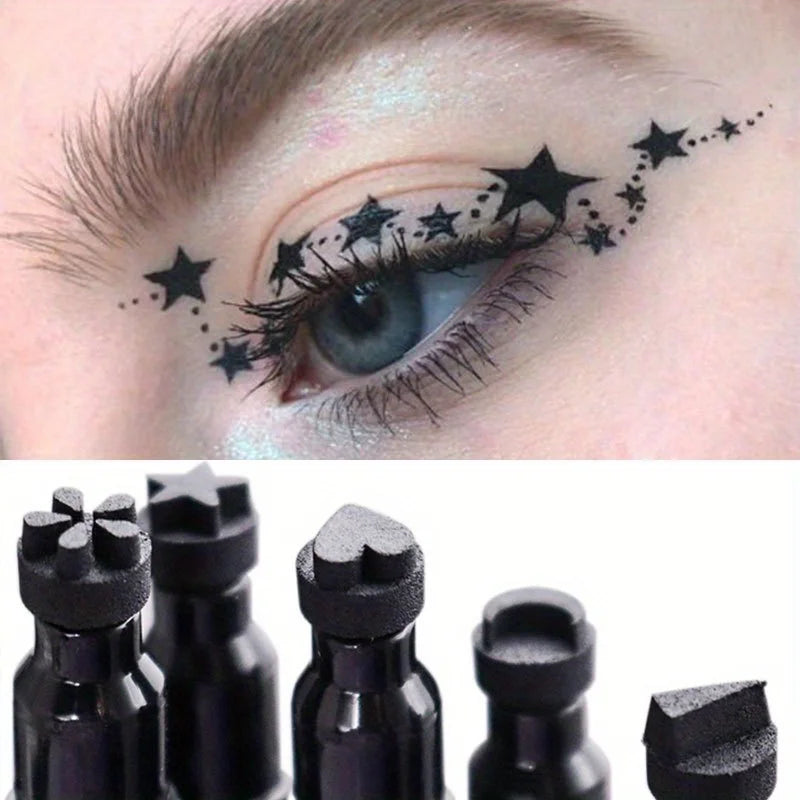 Star Liquid Eyeliner Black Moon Stamp Eye Liner Pencil 2 in 1 Waterproof Long-lasting Easy Applying Eye Eyeliner Pen Makeup Zpaxo