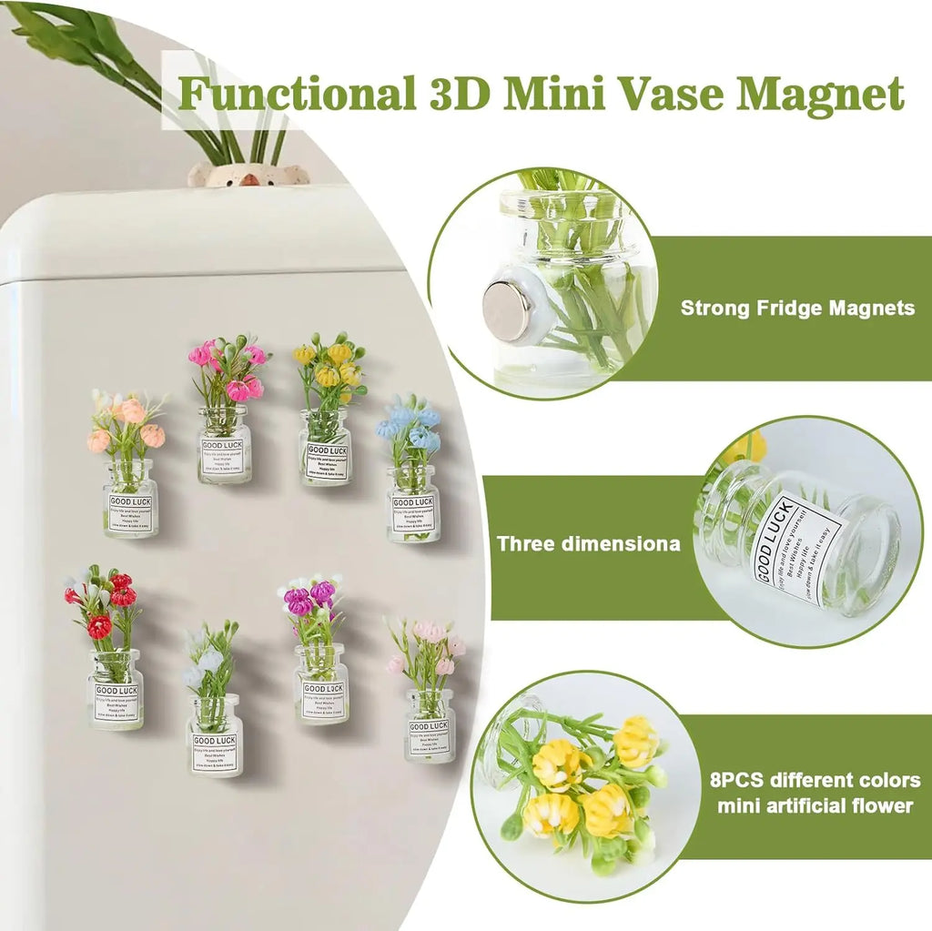 Glow in Dark 3D Mini Vase Fridge Magnets – Plant Pot Decor