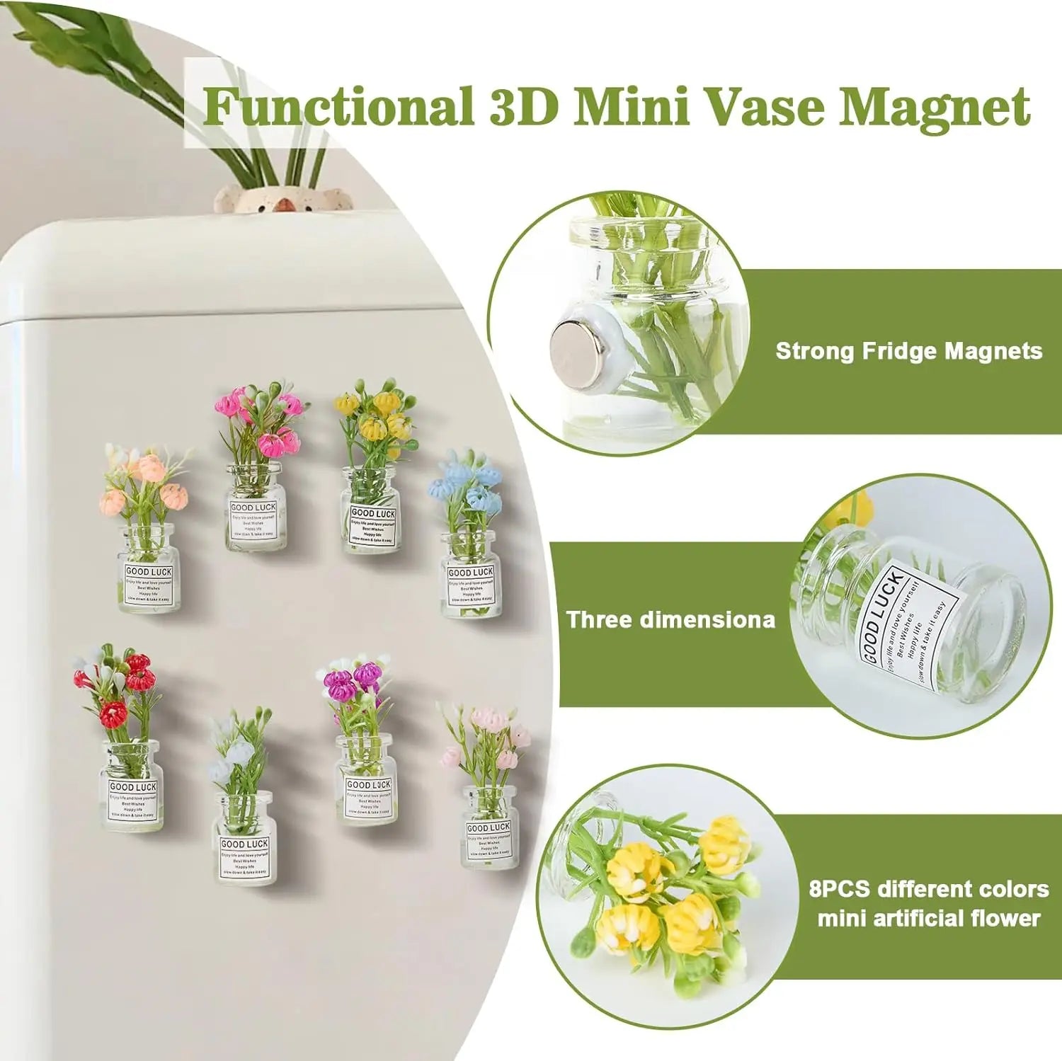 Glow in Dark 3D Mini Vase Fridge Magnets – Plant Pot Decor