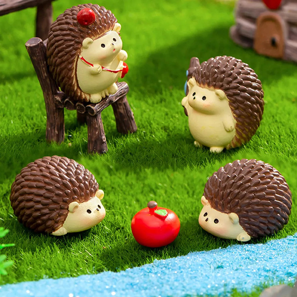 Resin Mini Hedgehog Decor Small Animal Ornament Indoor Outdoor Micro