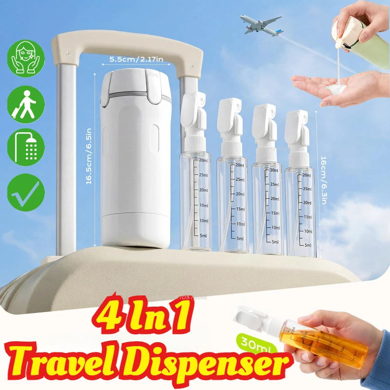 4 in 1 Travel Dispenser Portable Travel Bottles Leak Proof Leakproof Travel Container for Perfume Shampoo Conditioner Lotion Zpaxo
