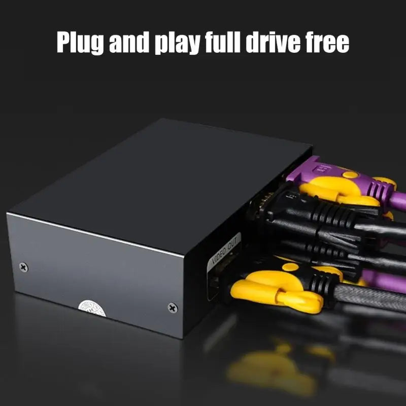652F Metal 4 Way VGA Switcher For PC To Monitors Sharing With 1920x1440 Support Metal Zpaxo
