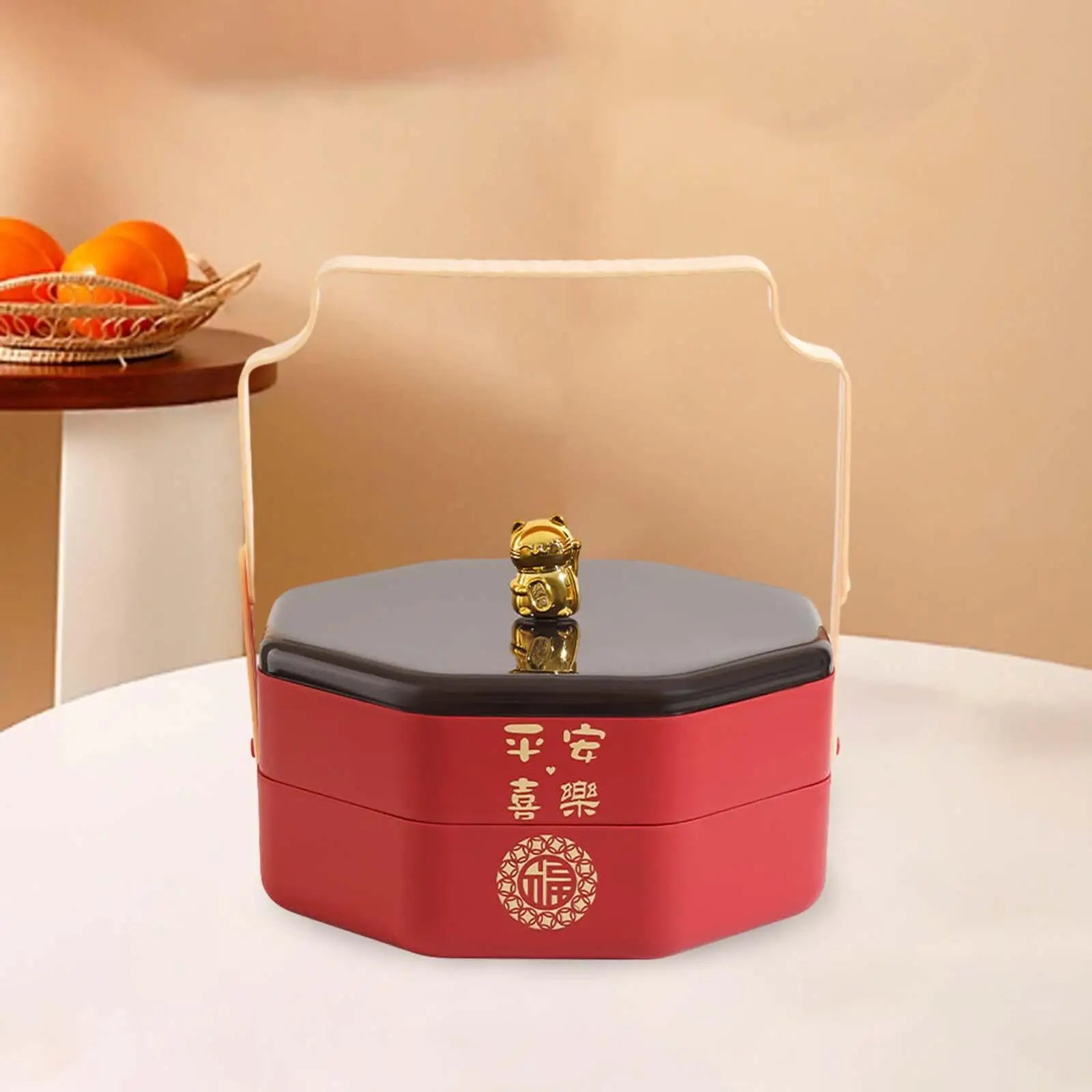 Divided Serving Tray with Lid – Chinese New Year Snack Organizer Divided Serving Tray Zpaxo 2 Layer