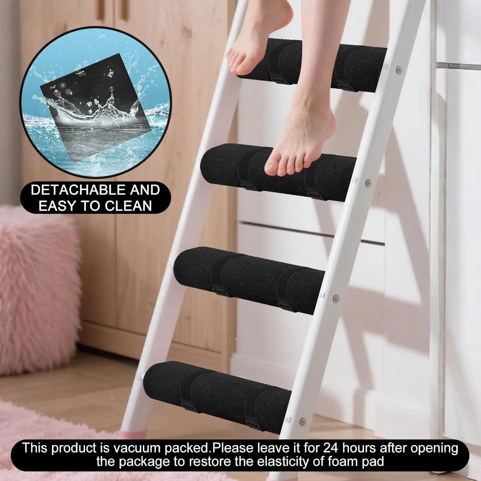 Bunk Bed Ladder Pads Anti Slip Mat Adjustable Straps Dormitory RV