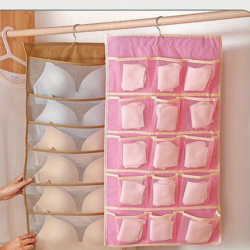Double Sides Underwear Storage Hanging Bag Dormitory Home Wardrobe Hanging Wall Foldable Bag Underpants Socks Organizer Zpaxo
