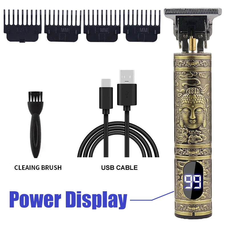 XMSJ Vintage USB Rechargeable Electric Hair Clipper for Men Electric Hair Clipper Zpaxo 067-Buddha