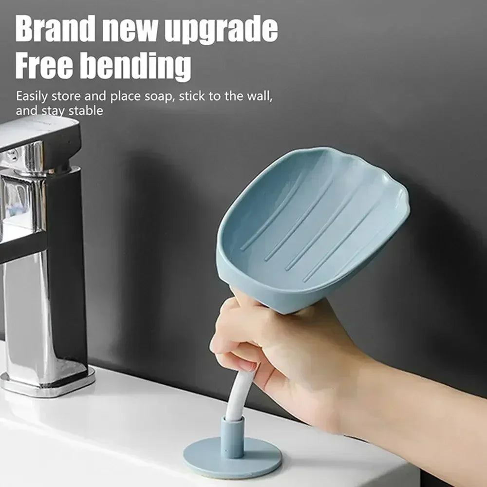 Wall-Mounted Suction Soap Dish – Bendable Drain Soap Holder Soap Dish Holder Zpaxo
