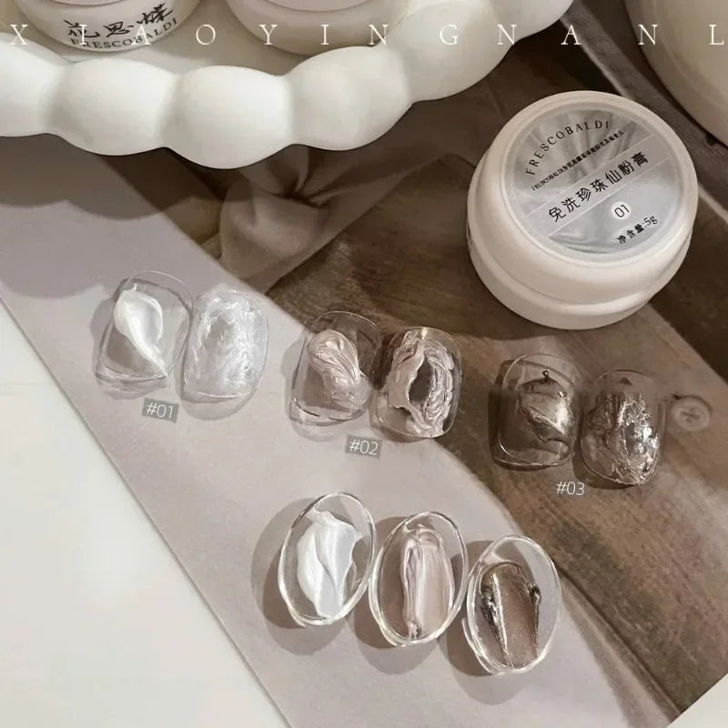 3-Color No-Wipe Pearl Nail Sculpting Gel – 3D Chrome Manicure Nail Sculpting Gel Zpaxo