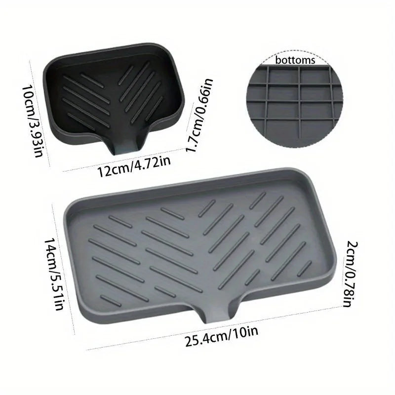 Kitchen Sink Holder Silicone Soap Dish Bar Self Draining Anti-slip