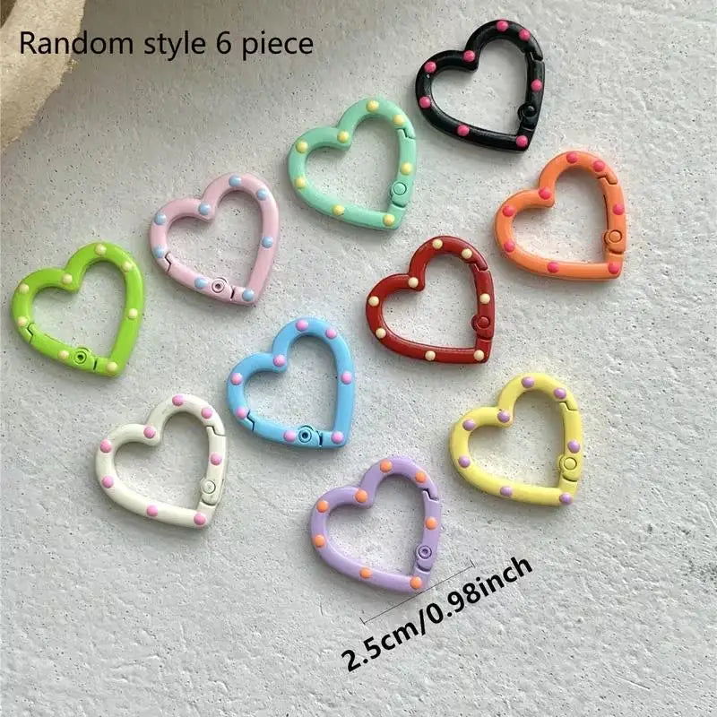 2/5pcs random Heart-Shaped Keychain with Spring Clip – Vibrant Alloy DIY Jewelry & Bag Charm by NADD VILLAGE Zpaxo
