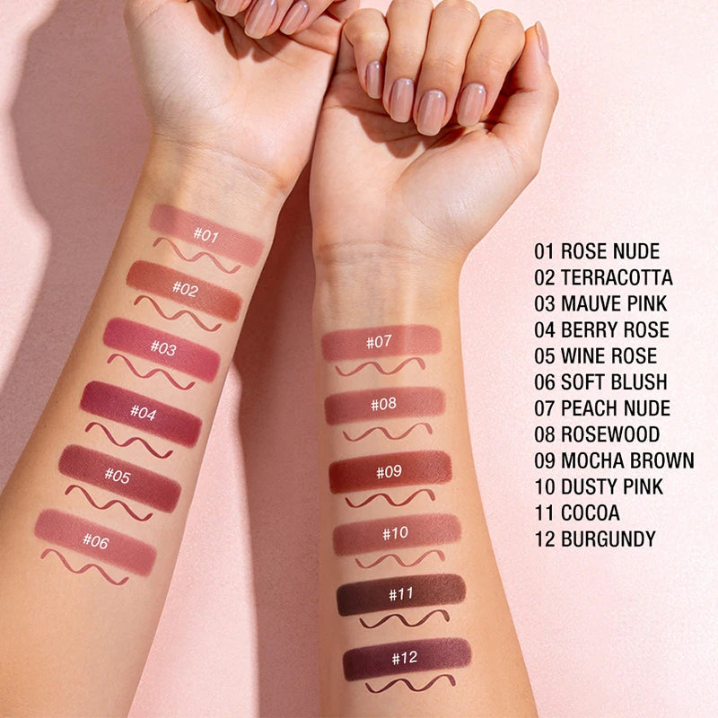 Integrated Waterproof Lipliner+lipstick Pen 2 in 1 Double-end Matte Velvet Lips Stick Silky Texture Lasting Non-stick Lip Makeup Zpaxo
