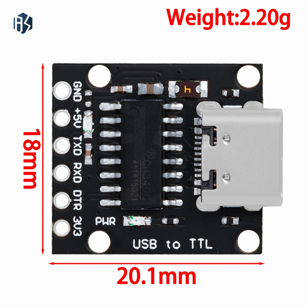 1PC Pro Mini CH340N SOP8 USB-to-TTL Serial Converter Module – Compatible with CH340G/E/C & for Arduino Zpaxo
