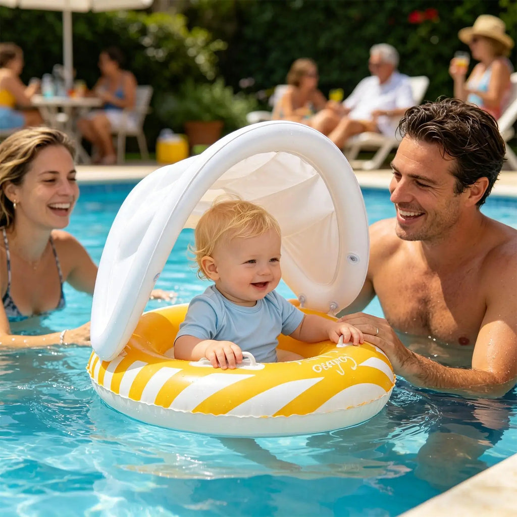 Pool Floats For Kids Blow Up Swimming Ring Seat With Sun Canopy Children's Pool Float For Summer Vacation Travel Hotel Resort Zpaxo
