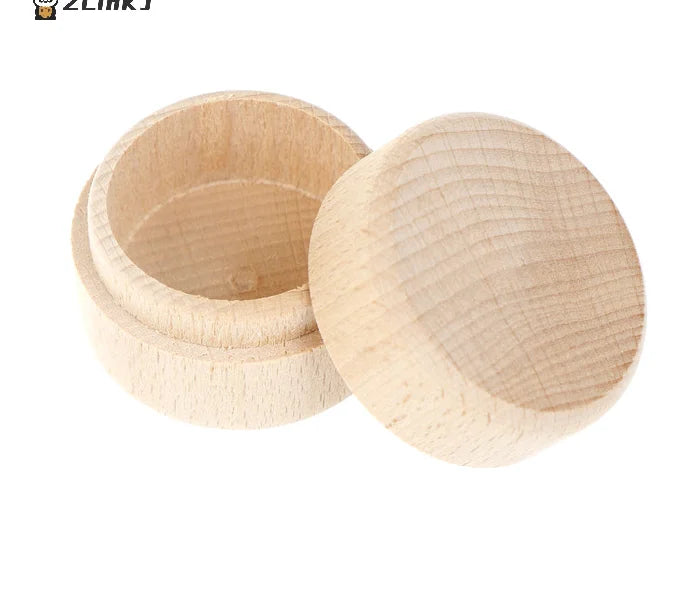 ▶1Pcs Round Wooden Wedding Ring Jewelry Trinket Box Wood Storage Container Case Zpaxo