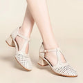 Versatile Summer Hollow Out Womens Shoes Breathable Woven Closed Toe Zpaxo HY26920 White 35 China Mainland
