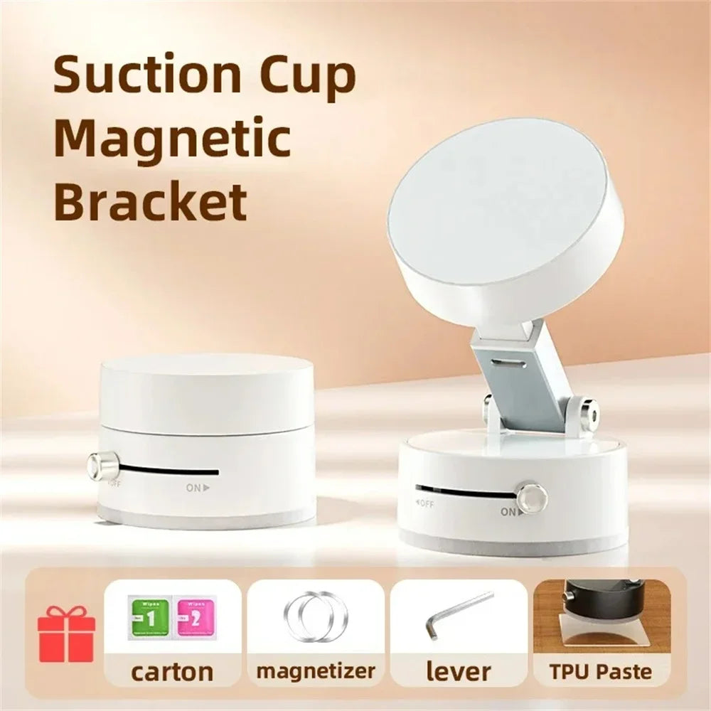 Magnetic Mobile Phone More Portable Vacuum Bracket Adjustable Double-Sided Suction Cup Holder Lazy Stand For All Smartphone Zpaxo WHITE