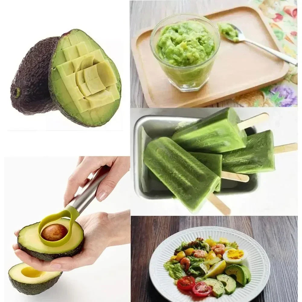 Stainless Steel Avocado Knife Cutting Fruit Artifact, Stainless Steel Fruit Slicer, Yellow Peach Coreless Dragon Fruit Slicer Zpaxo