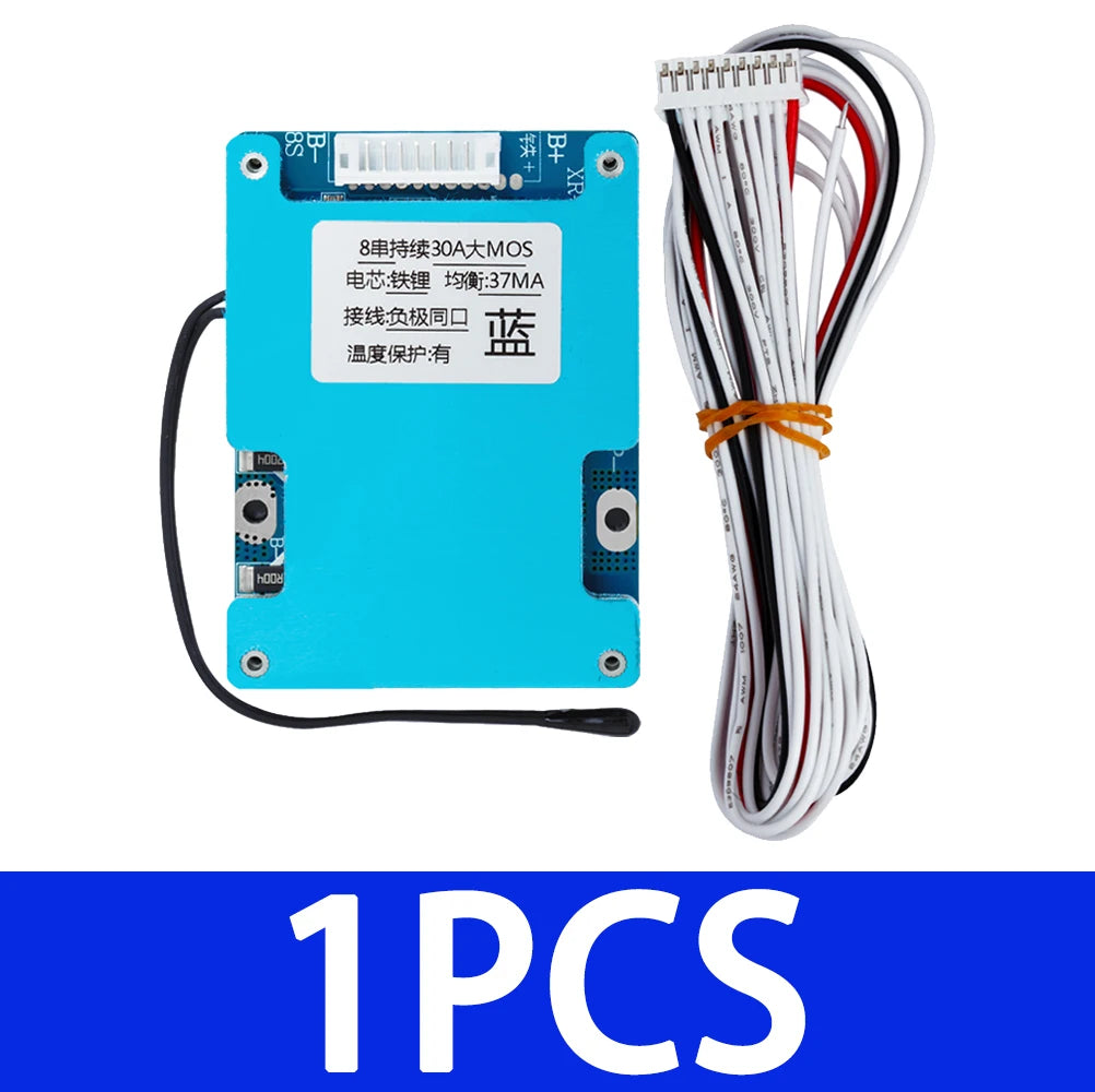 8S 24V 30A LiFePO4 Battery Protection BMS Module Active Balancing Zpaxo 1pcs