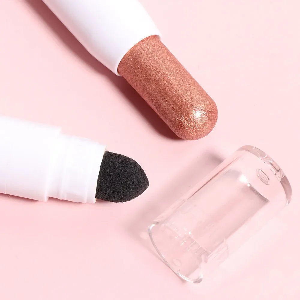 Double-head Eyeshadow Stick Diamond Shimmer Highlighter Pencil Pearl Pigment Long Lasting Cream Eye Shadow Matte Brush Pen Zpaxo