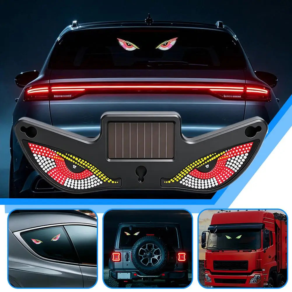 2026 New Solar Car Devil Eye Ambient Light Dynamic Expression LED Breathing Rear Window Anti-Rear-End Warning Lamp Zpaxo