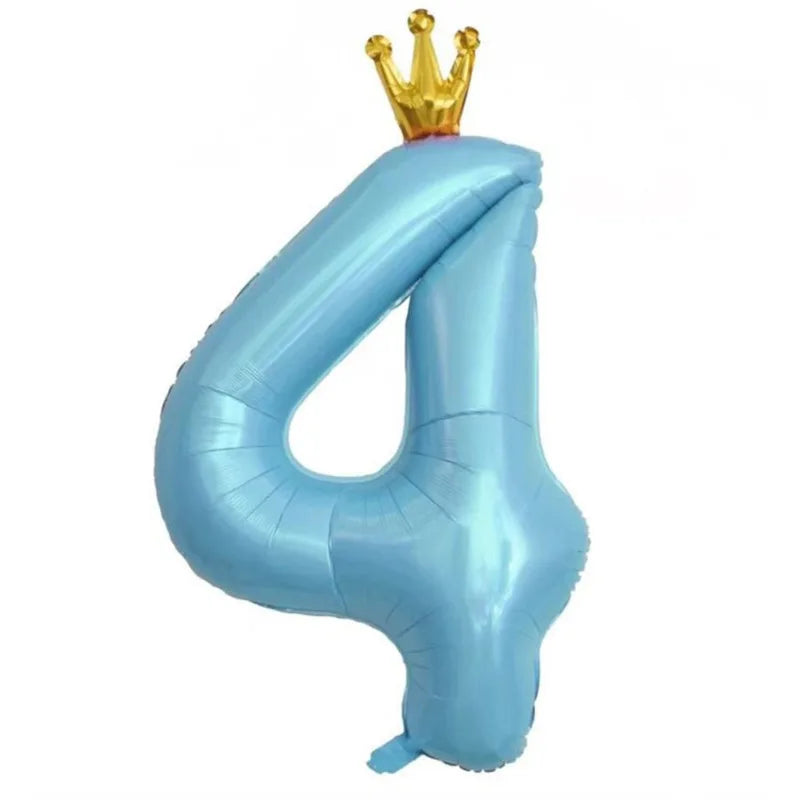 Pastel Baby Blue Pink Foil Number Balloon Crown 1 2 3 4 5 6 7 8 9 Zpaxo blue4 40inch
