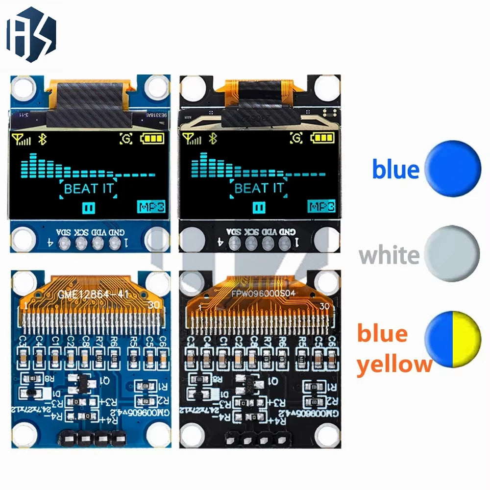 Product OLED IIC White YELLOW BLUE 12864 Display 4x4 Key I2C SSD1315 Zpaxo