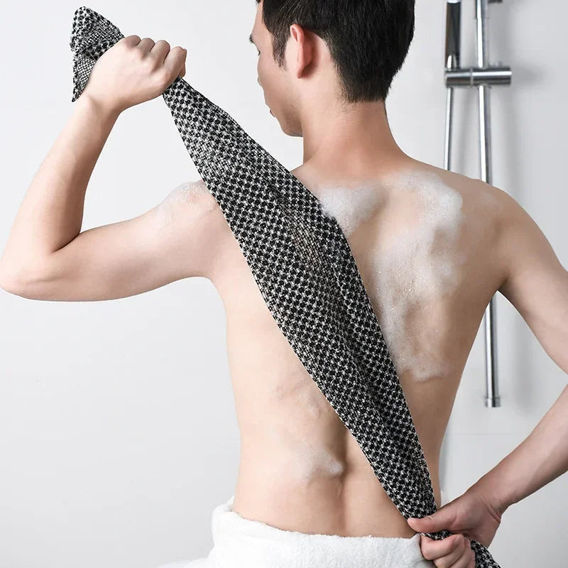 Exfoliating Washcloth Back Scrubber Shower Men Women Silver-ion