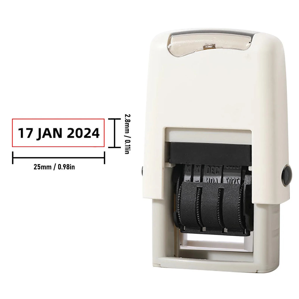 Self Inking Date Stamp 25x2.8mm English Date Clear Imprint Quick Drying Adjustable Self Inking Stamp English Date Stamp Zpaxo