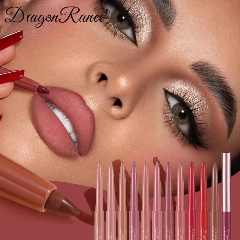 12 Colors Lip Liner Lipstick Pen Long-Lasting Waterproof Sweatproof Lip Contouring Pen Matte Velvet Non-fading Color Lips Makeup Zpaxo