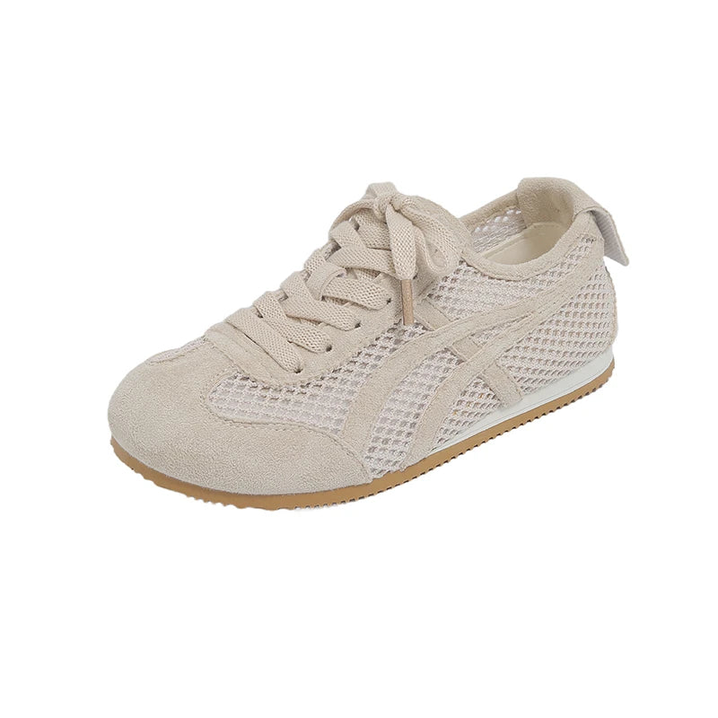 Women's Shoes Leather Retro Training Mesh Flat Casual Women