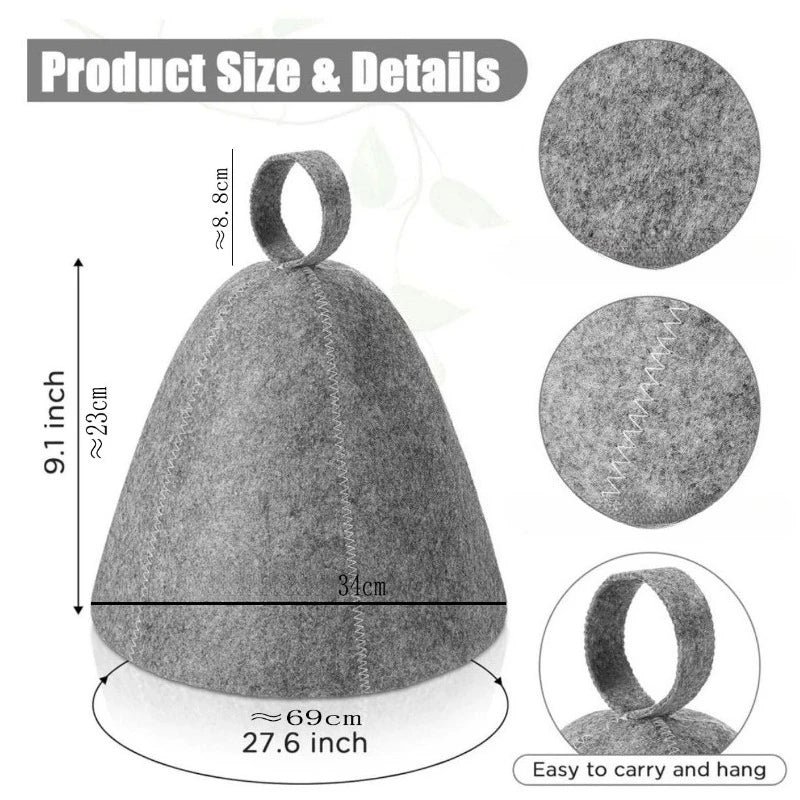 Felt Sauna Hat – Unisex Steam Room Cap for Men & Women Sauna Cap Zpaxo