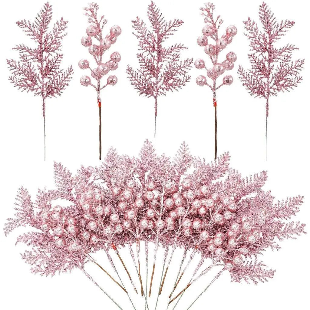 5-Pack Glitter Berry Artificial Christmas Stems & Tree Picks