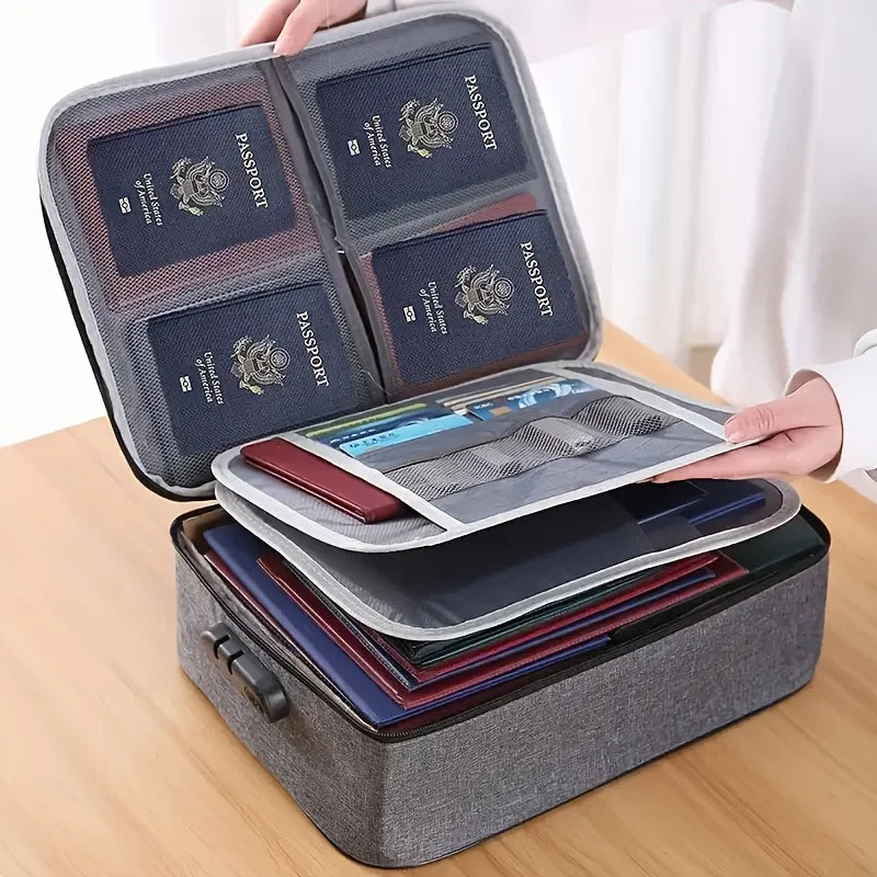 Fireproof Document Bag Waterproof Lockable Portable Durable Files Zpaxo