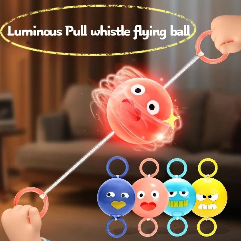 2pcs Luminous Whistle Ball Children's Rotating Flash Flywheel Puzzle Pulling Rope Childhood Creative Stress Relief work out Toy Zpaxo