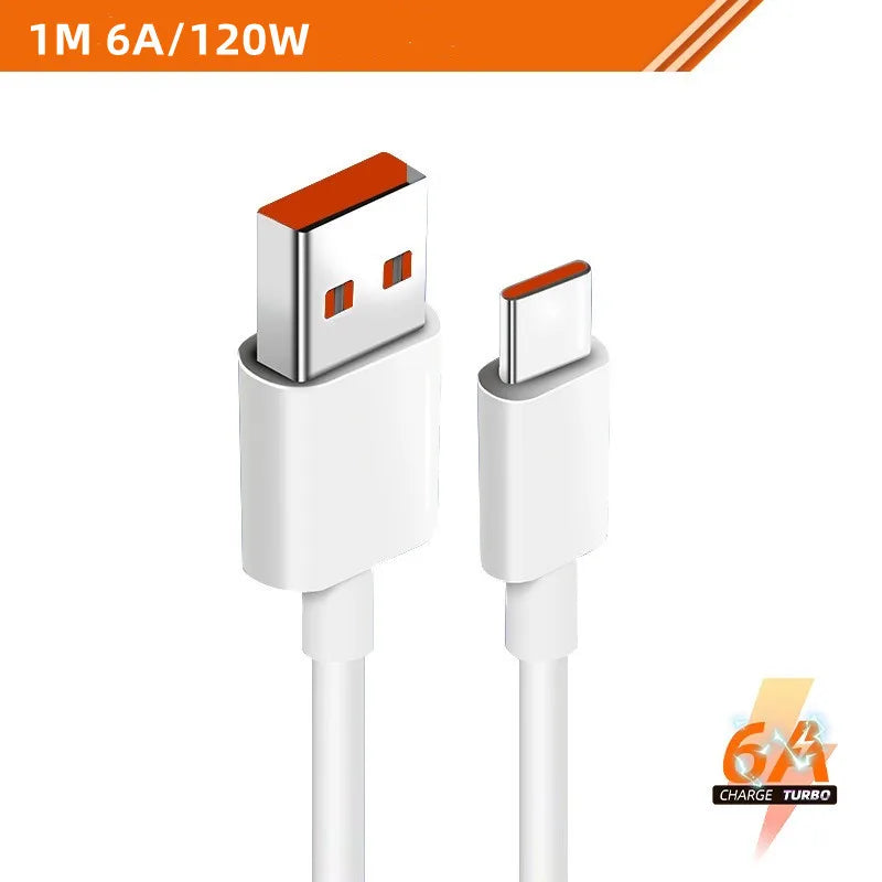 6A 120W USB C-type Ultra Fast Charging Cable Mi 13 12 Realme POCO Zpaxo 1m