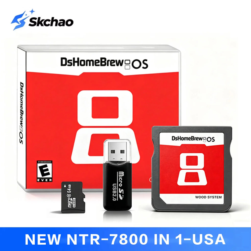 New DsHomeBrew OS 7800 in 1 FlashCard Wood System Card For for NDS 3DS MD GB GBC FC PCE Vedio Game Card With 64G Memory Card Zpaxo