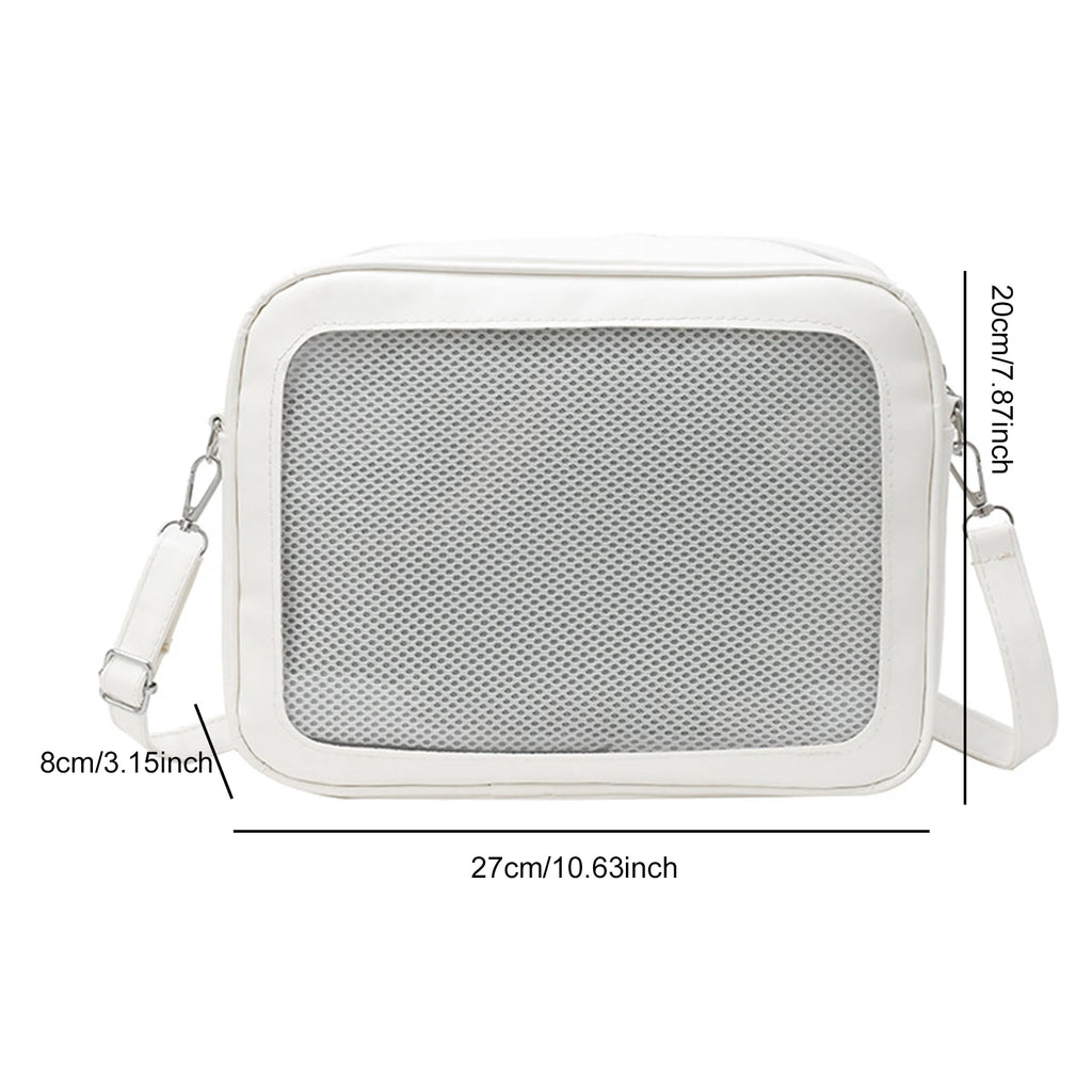 Women Transparent Square Ita Bag JK Shoulder Pin Display Lolita