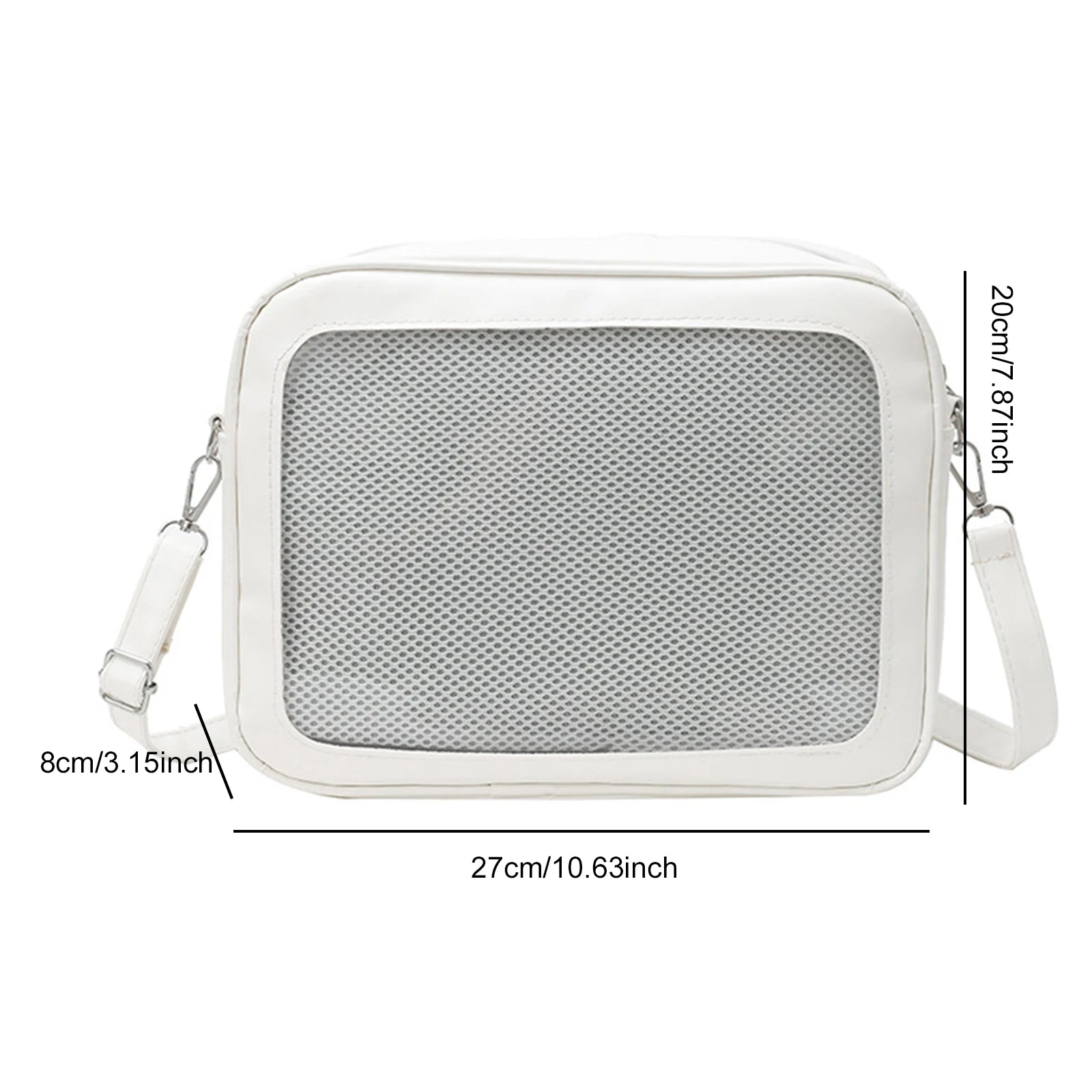 Women Transparent Square Ita Bag JK Shoulder Pin Display Lolita