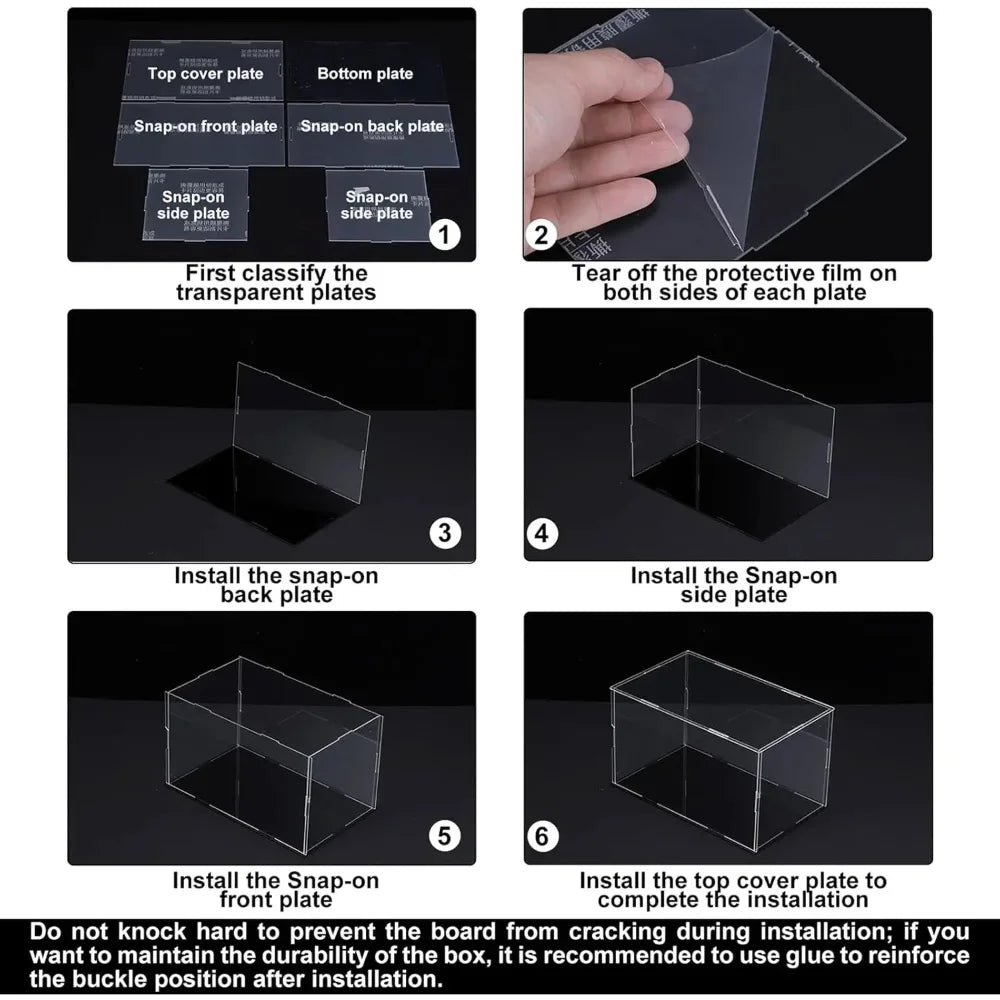 Clear Acrylic Cube Display Case with Black Base | Dustproof