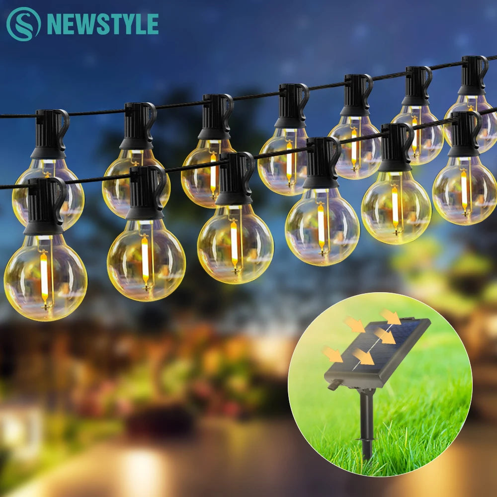 Solar String Lights Outdoor Waterproof G40 10M 20Bulb Globe Outdoor Solar Lights With Remote For Outside Patio Backyard Garden Zpaxo