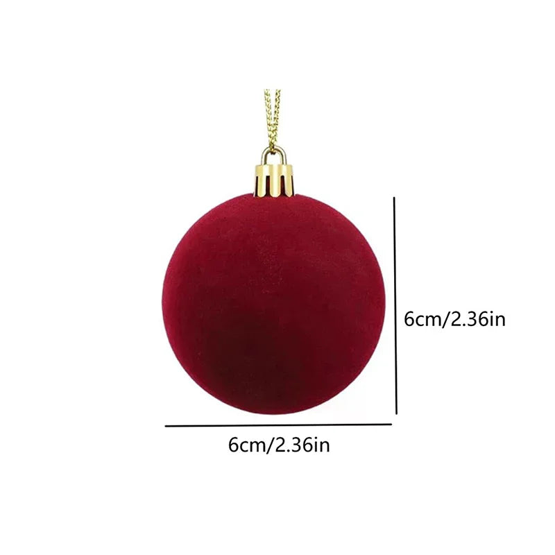 Velvet Christmas Ball Ornaments Red & White Xmas Tree Decor Christmas Ball Ornaments Zpaxo