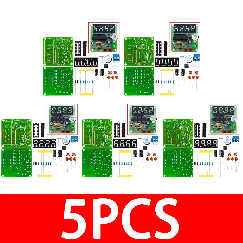 ‌AT89C2051-24PU 8051 Microcontroller LED Clock Kit – 4-Digit 7-Segment DIY Soldering Project with DS1307 RTC (I²C) | Alarm/Timer Zpaxo 5pcs