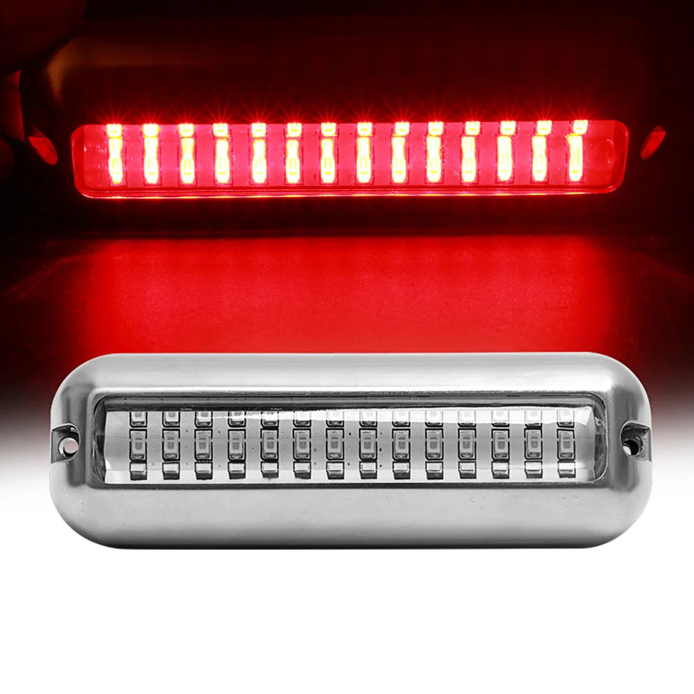 Underwater Boat Transom Light 42 LED Stainless Steel Pontoon Zpaxo Red Light