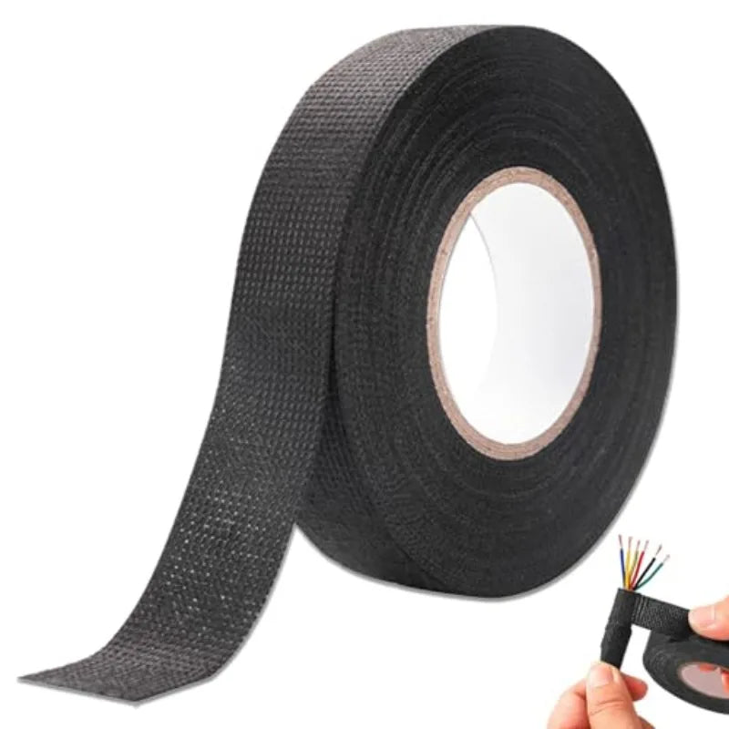 9/15/25/32/50 Electrical Insulating Tape Adhesive Cloth Fabric Tape Cable Looms Wiring Harness For Car Auto Black Wiring Harness Zpaxo Black 25mm 25M(1roll)