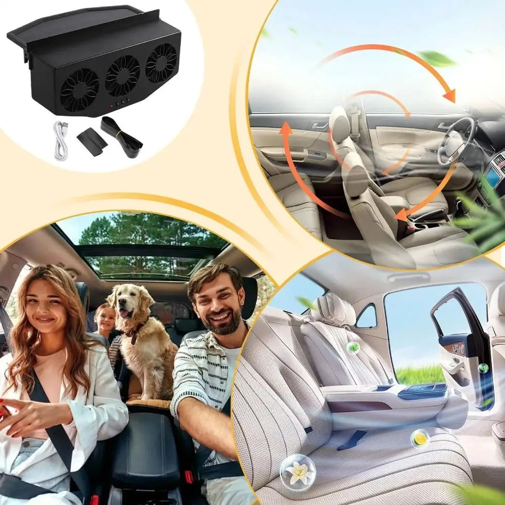 Solar Powered Car Ventilator Low Energy Consumption Continuous