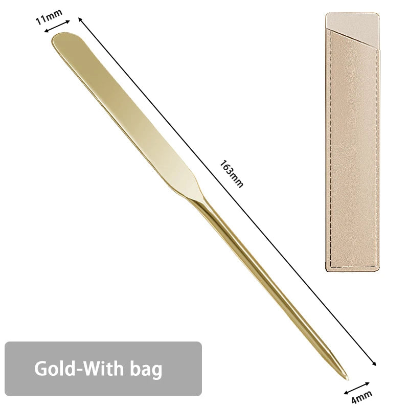 Stainless Steel Makeup Foundation Spatula Mixing Stick Powder Base Zpaxo Gold With Bag
