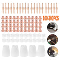 100-300PCS Plasma Cutting Tip Consumable For LG-40 PT-31 Cutting Torch CUT40 CUT50 Electrodes Advanced Shield Cups Nozzles Part Zpaxo 100PCS